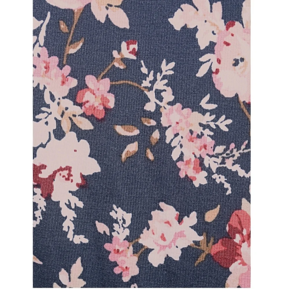 New, Navy blue & floral short sleeve maternity dress w rouched sides Medium 8 10 - Picture 3 of 3